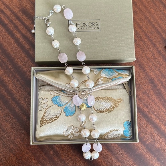 Honora Cultured Pearl & Gemstone Nugget 18” Sterling Silver Necklace - Picture 1 of 6